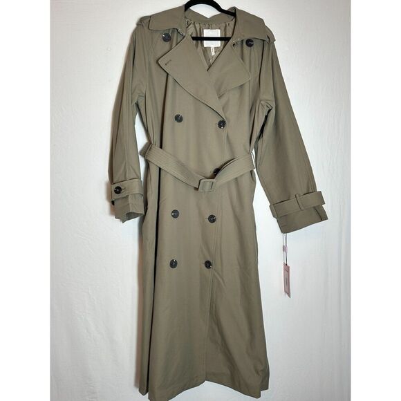 AVEC LES FILLES City Relaxed Water Resistant Belted Trench Coat Size L NWT! - Picture 5 of 11